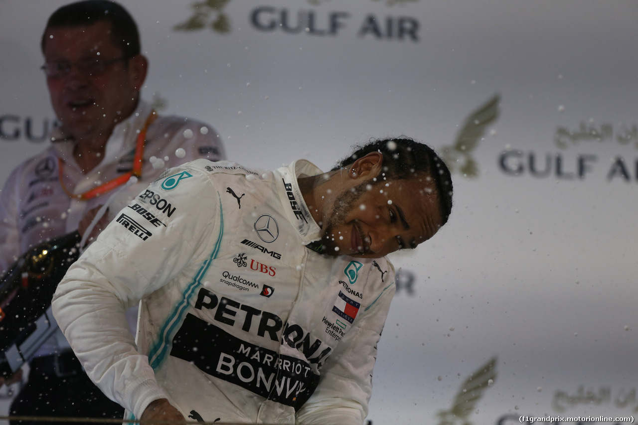 GP BAHRAIN, 31.03.2019- podium, winner Lewis Hamilton (GBR) Mercedes AMG F1 W10 EQ Power