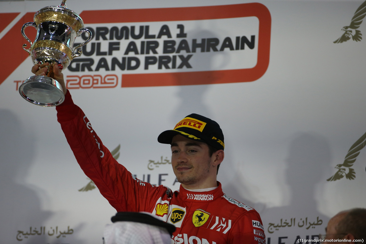 GP BAHRAIN, 31.03.2019- Podium, 3rd place Charles Leclerc (MON) Ferrari SF90