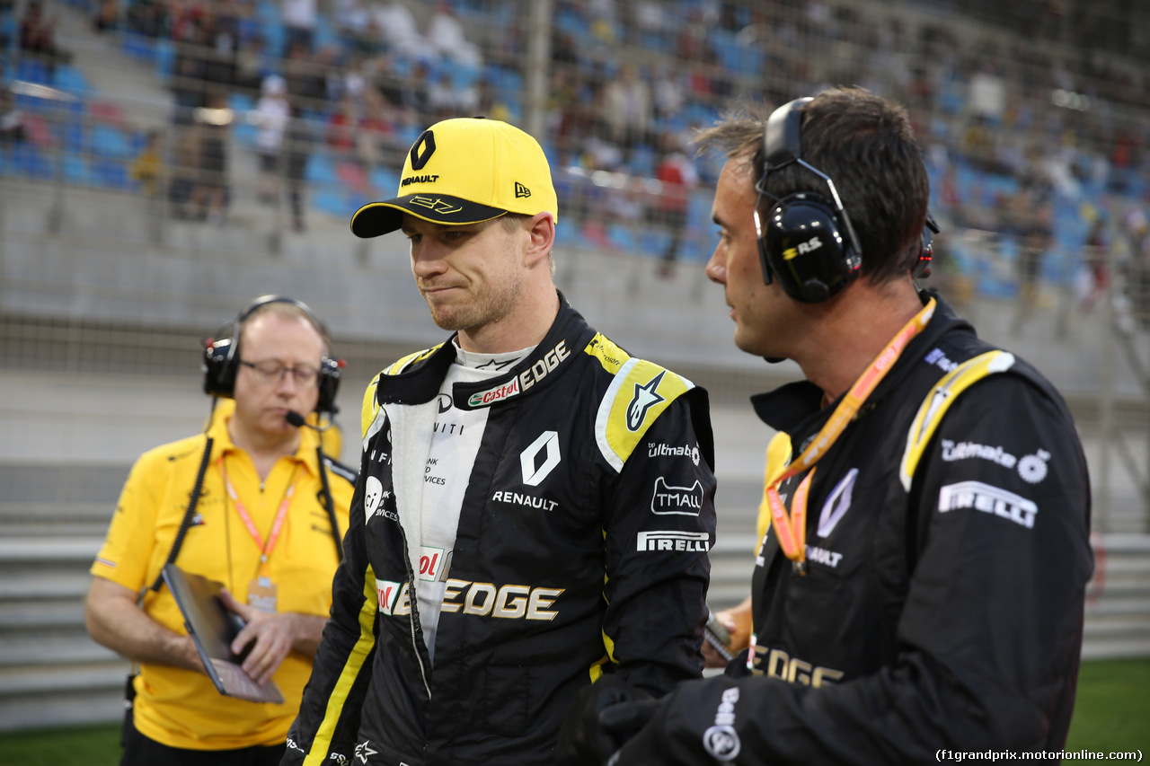 GP BAHRAIN, 31.03.2019- partenzaing grid,  Nico Hulkenberg (GER) Renault Sport F1 Team RS19