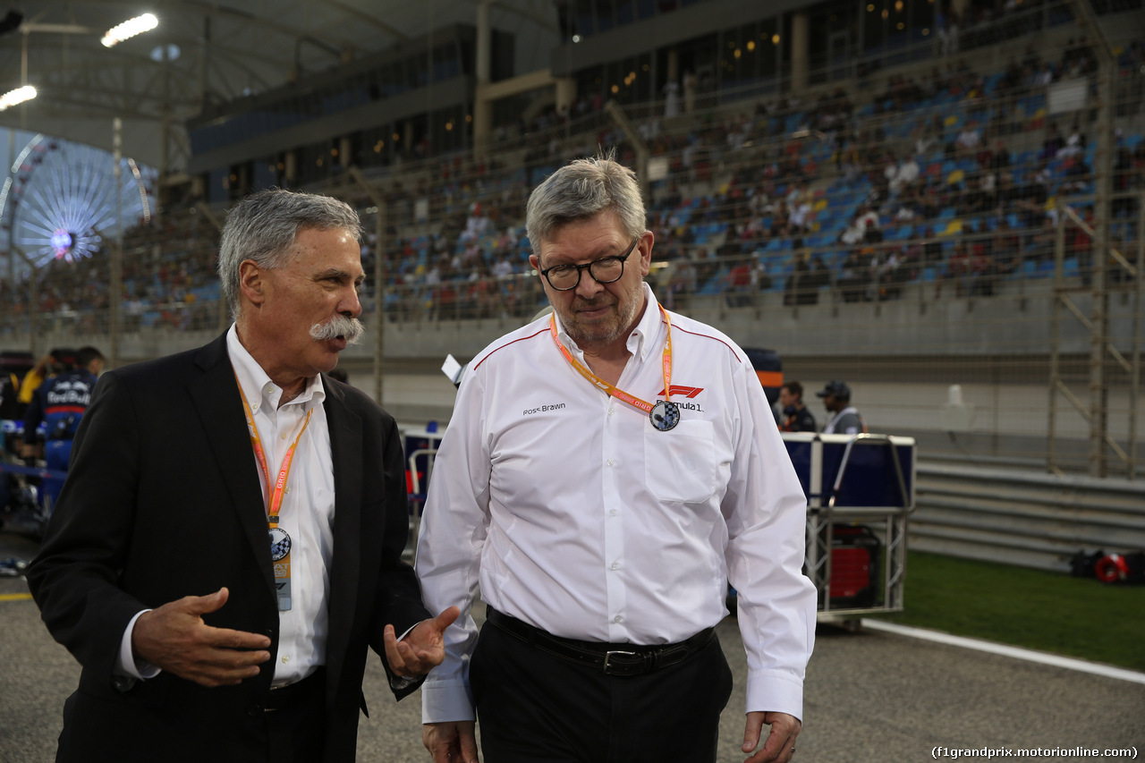 GP BAHRAIN, 31.03.2019- Ross Brawn (GBR) Formula One Managing Director of Motorsports e Chase Carey (US), Liberty Media