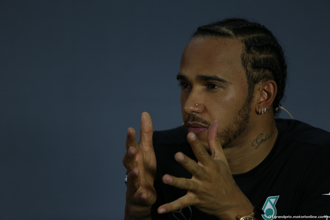GP BAHRAIN, 30.03.2019- Official Fia press conference, Lewis Hamilton (GBR) Mercedes AMG F1 W10 EQ Power