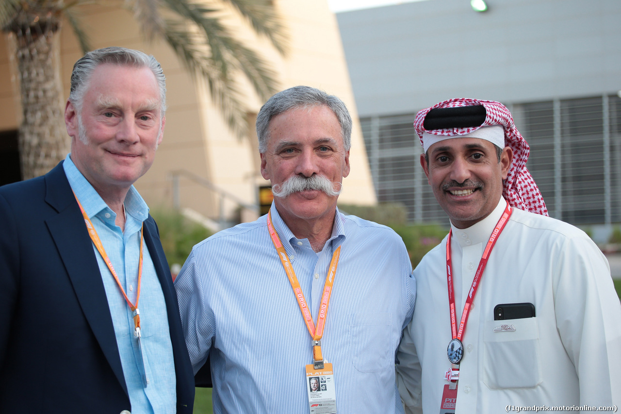 GP BAHRAIN, 29.03.2019- Sean Bratches (US), Liberty Media, Chase Carey (US), Liberty Media e Mr Arif Rahimi, Chairman of Bahrain International Circuit