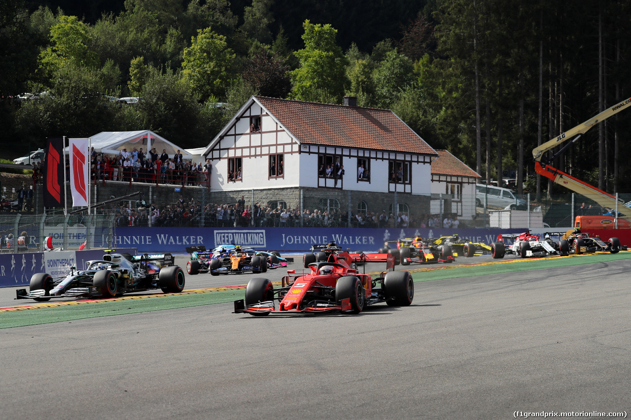 GP BELGIO, 01.09.2019 - Gara, Start of the race, Sebastian Vettel (GER) Ferrari SF90 off track