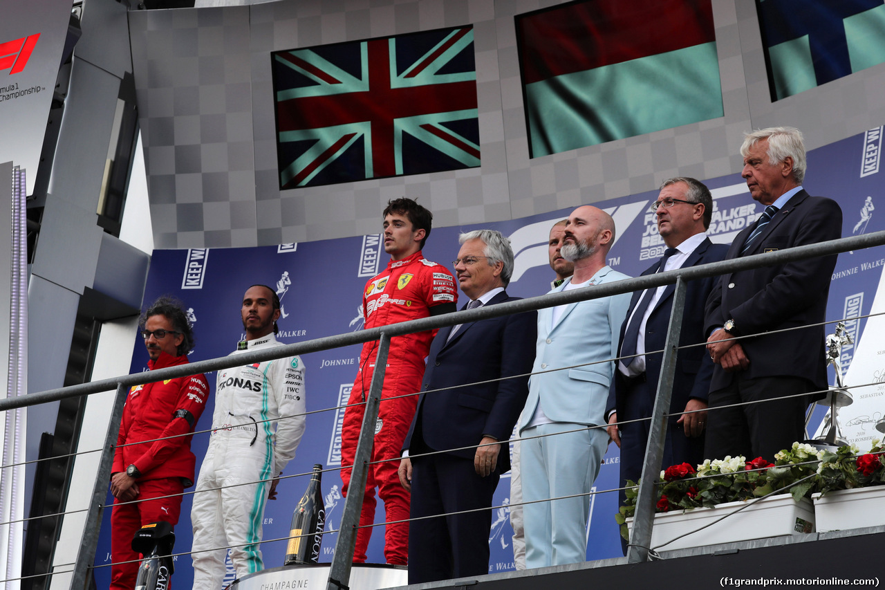 GP BELGIO, 01.09.2019 - Gara, 1st place Charles Leclerc (MON) Ferrari SF90, 2nd place Lewis Hamilton (GBR) Mercedes AMG F1 W10 e 3rd place Valtteri Bottas (FIN) Mercedes AMG F1 W010