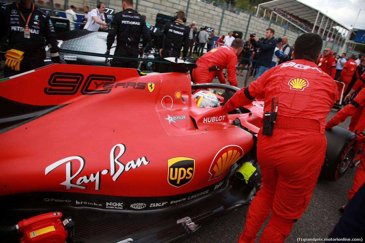 GP BELGIO, 01.09.2019 - Gara, Sebastian Vettel (GER) Ferrari SF90 with a tribute to Anthoine Hubert (FRA)