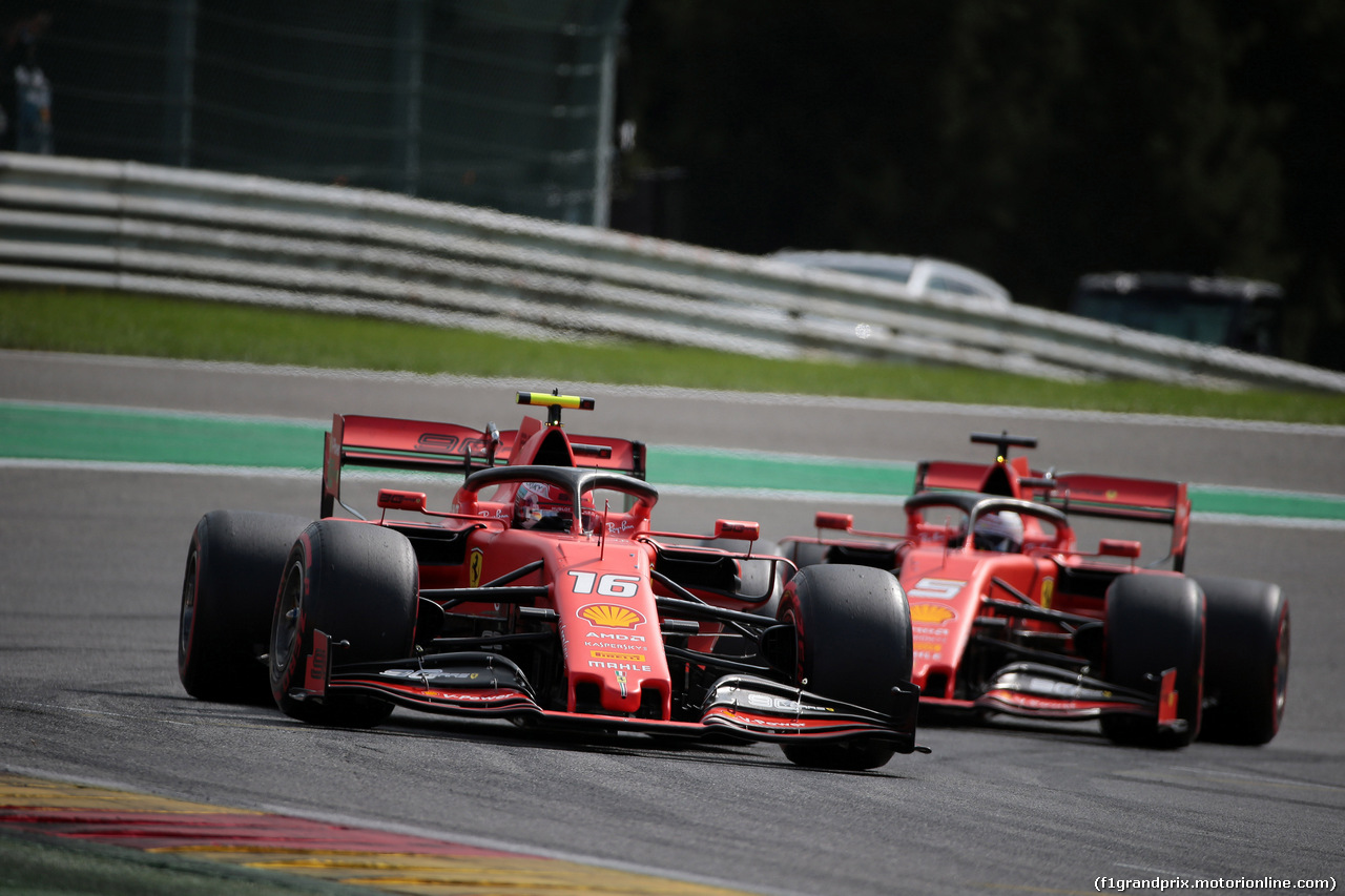 GP BELGIO, 01.09.2019 - Gara, Charles Leclerc (MON) Ferrari SF90 e Sebastian Vettel (GER) Ferrari SF90
