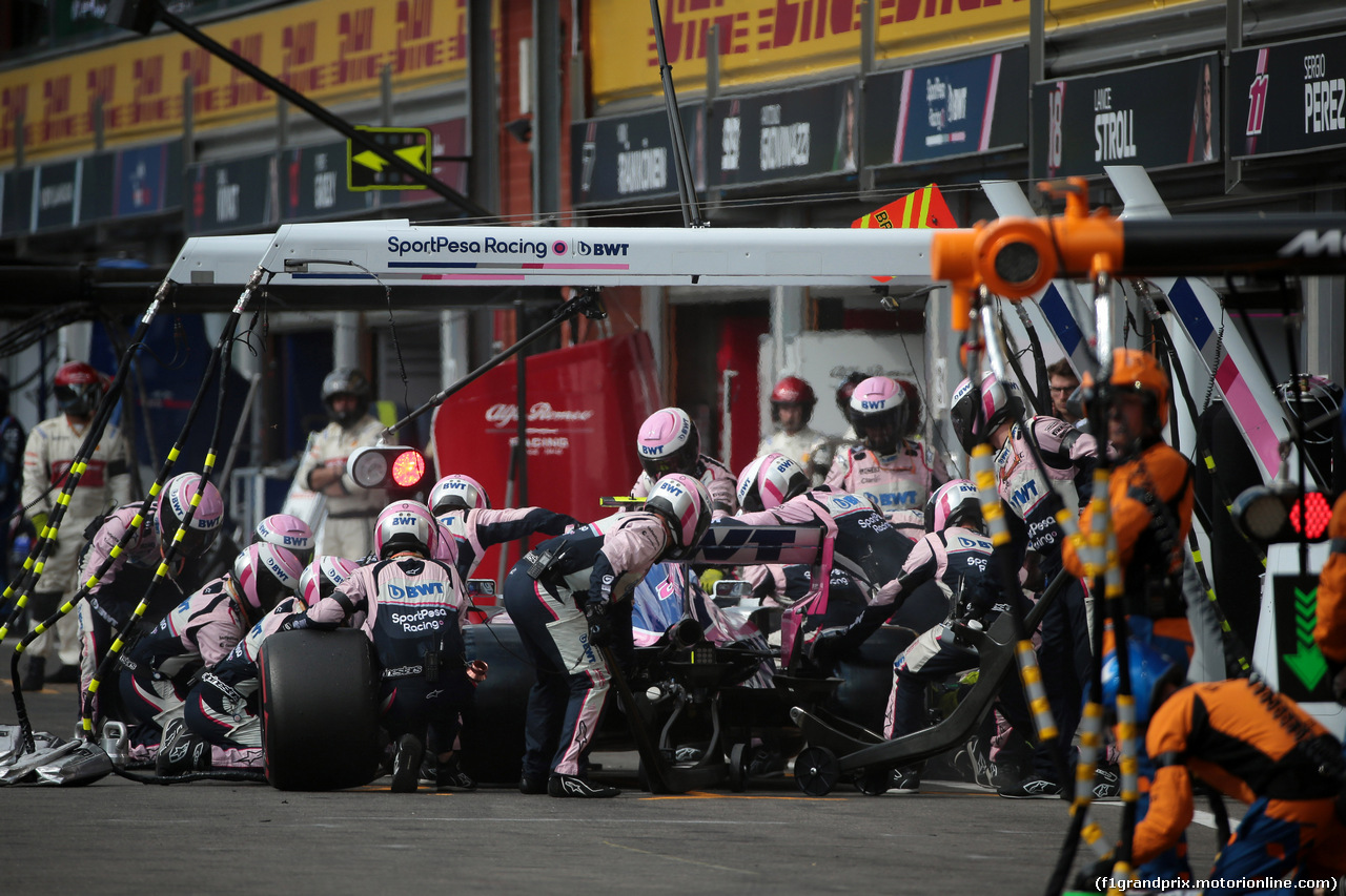 GP BELGIO, 01.09.2019 - Gara, Pit stop, Lance Stroll (CDN) Racing Point F1 Team RP19