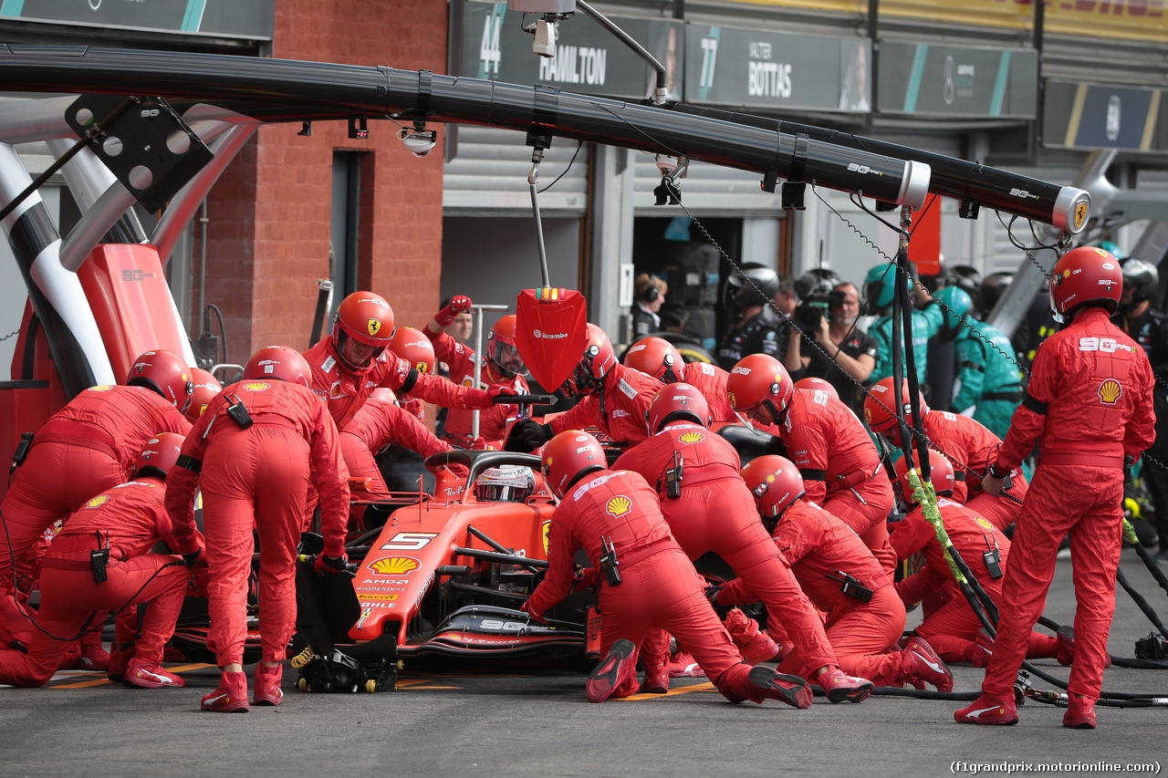 GP BELGIO, 01.09.2019 - Gara, Pit stop, Sebastian Vettel (GER) Ferrari SF90