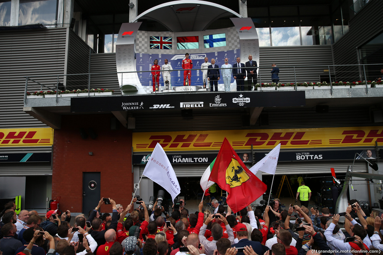 GP BELGIO, 01.09.2019 - Gara, 1st place Charles Leclerc (MON) Ferrari SF90, 2nd place Lewis Hamilton (GBR) Mercedes AMG F1 W10 e 3rd place Valtteri Bottas (FIN) Mercedes AMG F1 W010