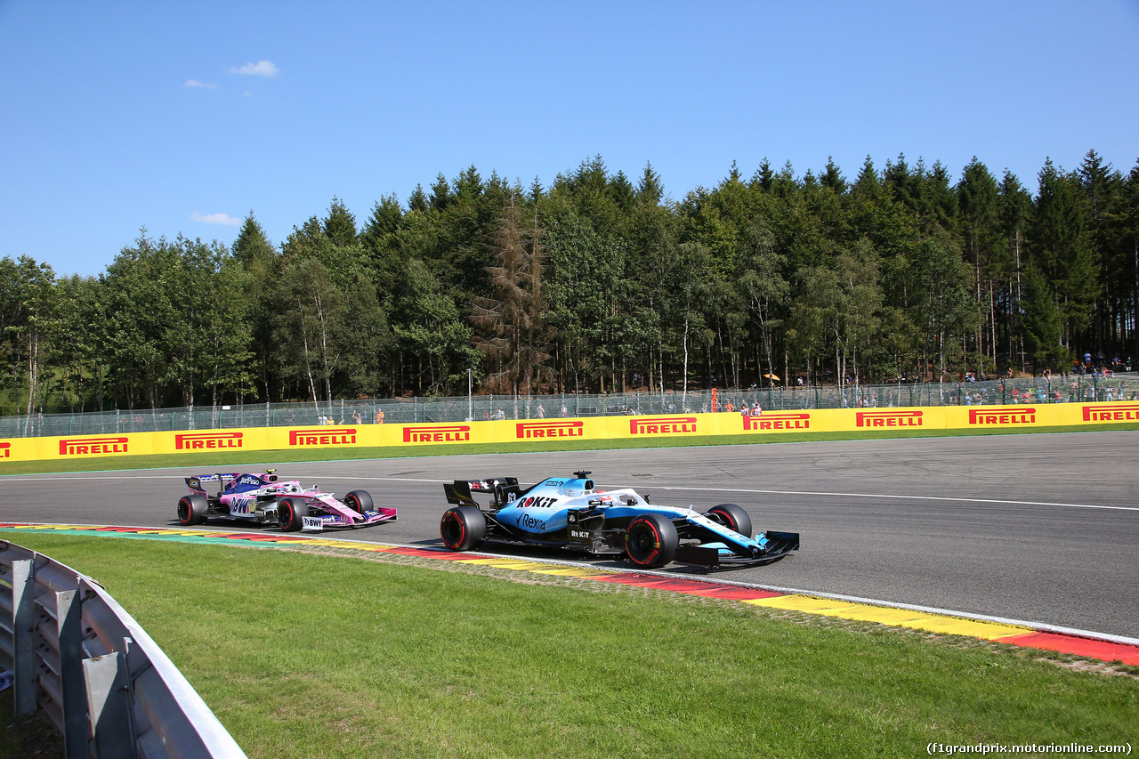 GP BELGIO, 31.08.2019 - Qualifiche, Lance Stroll (CDN) Racing Point F1 Team RP19 e George Russell (GBR) Williams Racing FW42