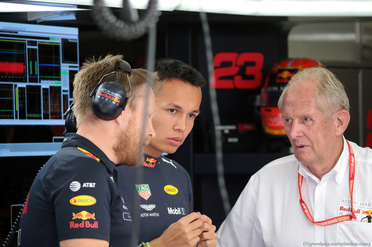 GP BELGIO, 30.08.2019 -  Prove Libere 2, Alexander Albon (THA) Red Bull Racing RB15 e Helmut Marko (AUT), Red Bull Racing, Red Bull Advisor