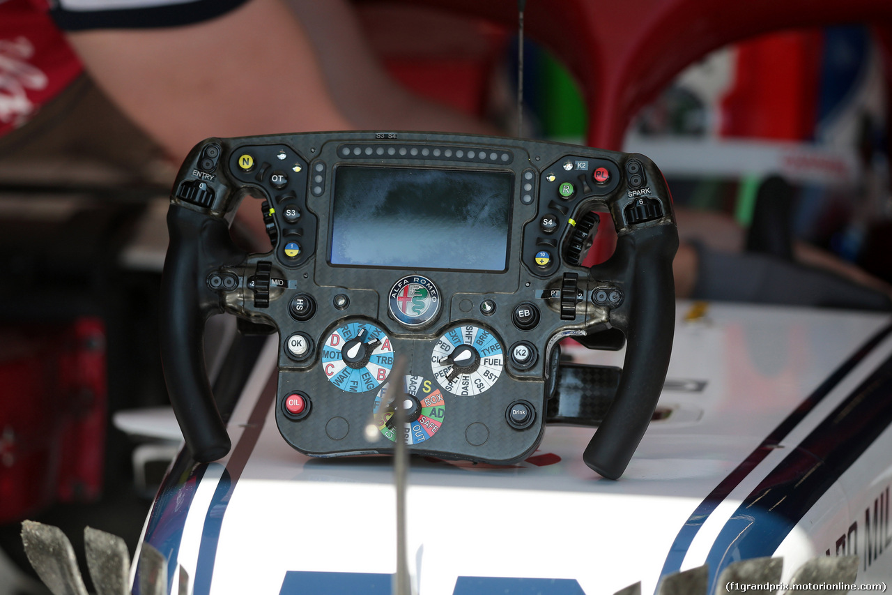 GP BELGIO, 30.08.2019 -  Prove Libere 2, Ther steering wheel of Alfa Romeo Racing C38