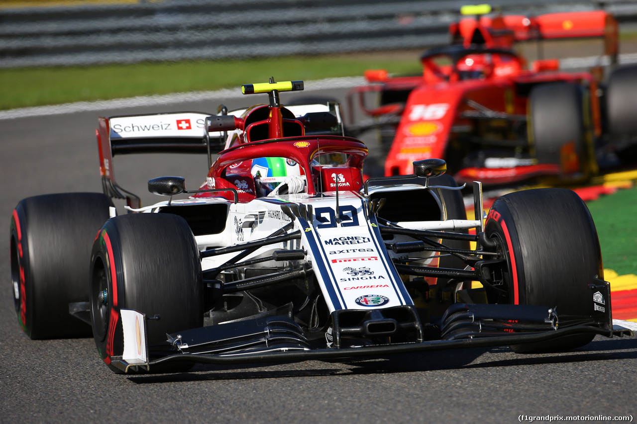 GP BELGIO, 30.08.2019 -  Prove Libere 2, Antonio Giovinazzi (ITA) Alfa Romeo Racing C38 e Charles Leclerc (MON) Ferrari SF90