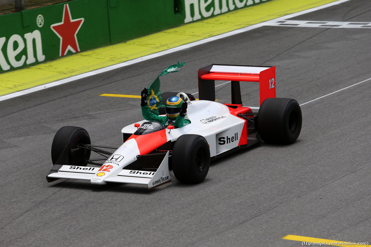 GP BRASILE, 17.11.2019 - Bruno Senna (BRA) in the 1988 McLaren MP4/4 raced by Ayrton Senna.