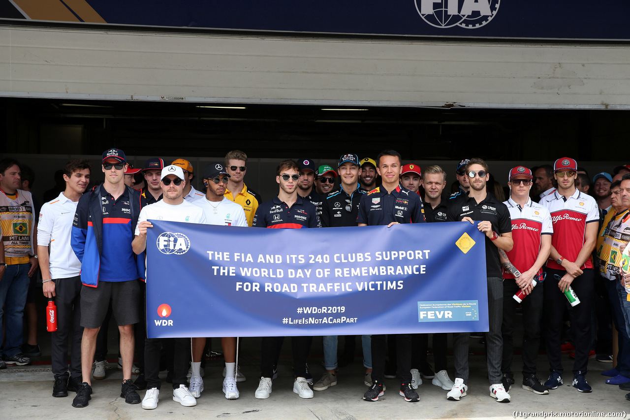 GP BRASILE, 17.11.2019 - Drivers support The World Day of Remembrance For Road Traffic Victims