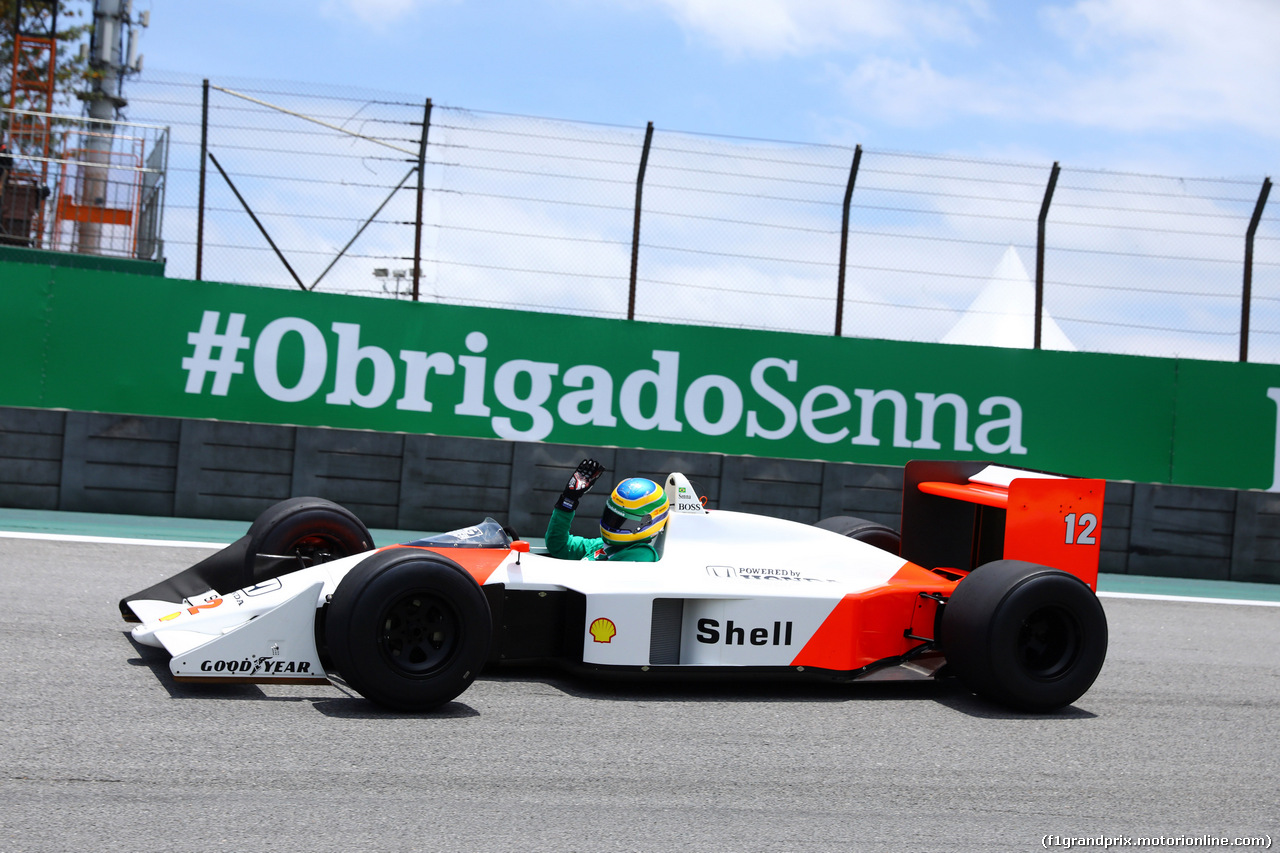 GP BRASILE, 17.11.2019 - Bruno Senna (BRA) in the 1988 McLaren MP4/4 raced by Ayrton Senna.
