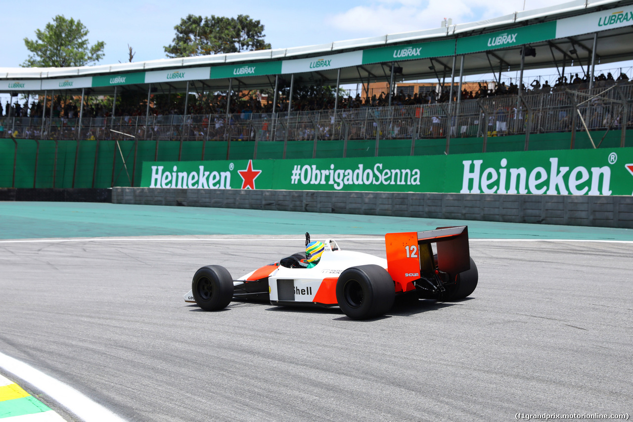 GP BRASILE, 17.11.2019 - Bruno Senna (BRA) in the 1988 McLaren MP4/4 raced by Ayrton Senna.