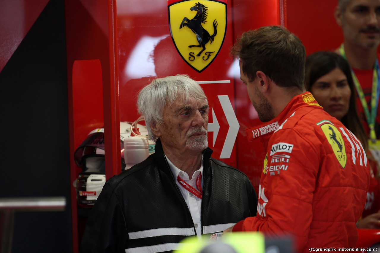 GP BRASILE, 16.11.2019 - Prove Libere 3, Bernie Ecclestone (GBR) e Sebastian Vettel (GER) Ferrari SF90