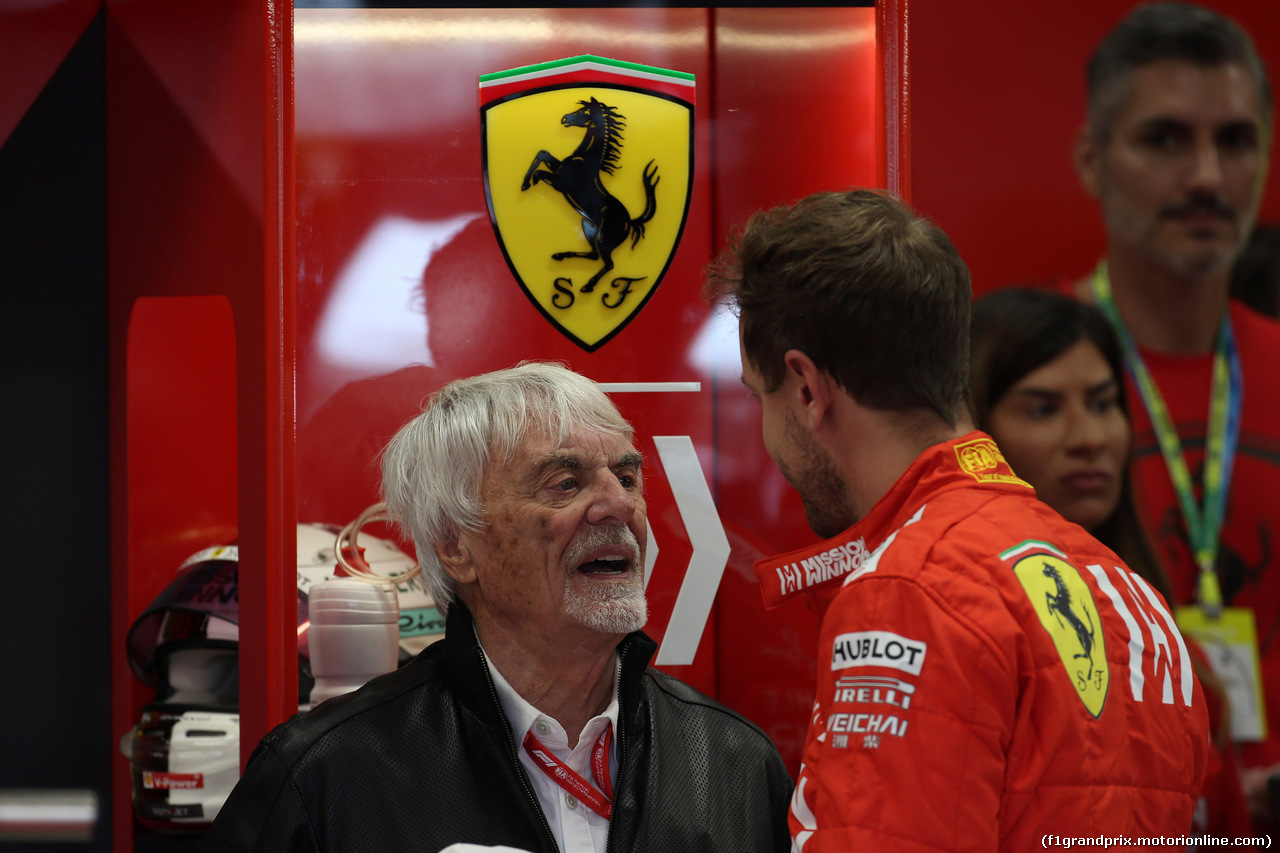 GP BRASILE, 16.11.2019 - Prove Libere 3, Bernie Ecclestone (GBR) e Sebastian Vettel (GER) Ferrari SF90