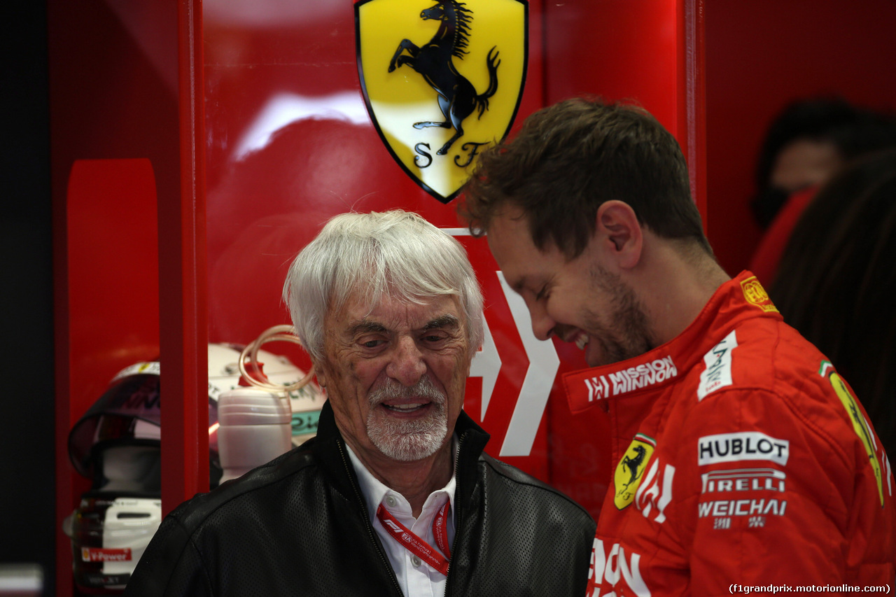 GP BRASILE, 16.11.2019 - Prove Libere 3, Bernie Ecclestone (GBR) e Sebastian Vettel (GER) Ferrari SF90