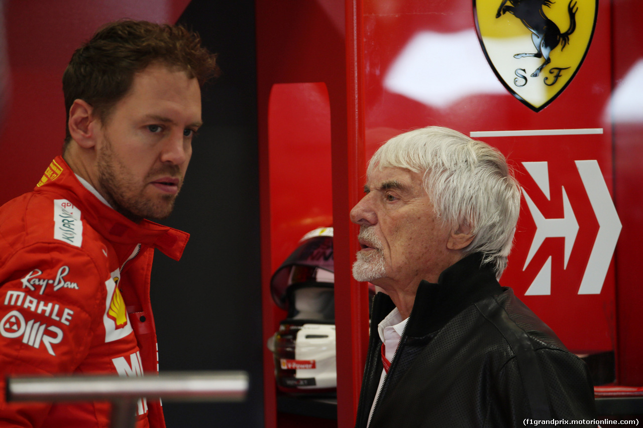 GP BRASILE, 16.11.2019 - Prove Libere 3, Sebastian Vettel (GER) Ferrari SF90 e Bernie Ecclestone (GBR)