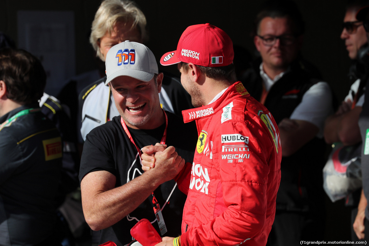 GP BRASILE, 16.11.2019 - Qualifiche, Rubens Barrichello (BRA) e Sebastian Vettel (GER) Ferrari SF90