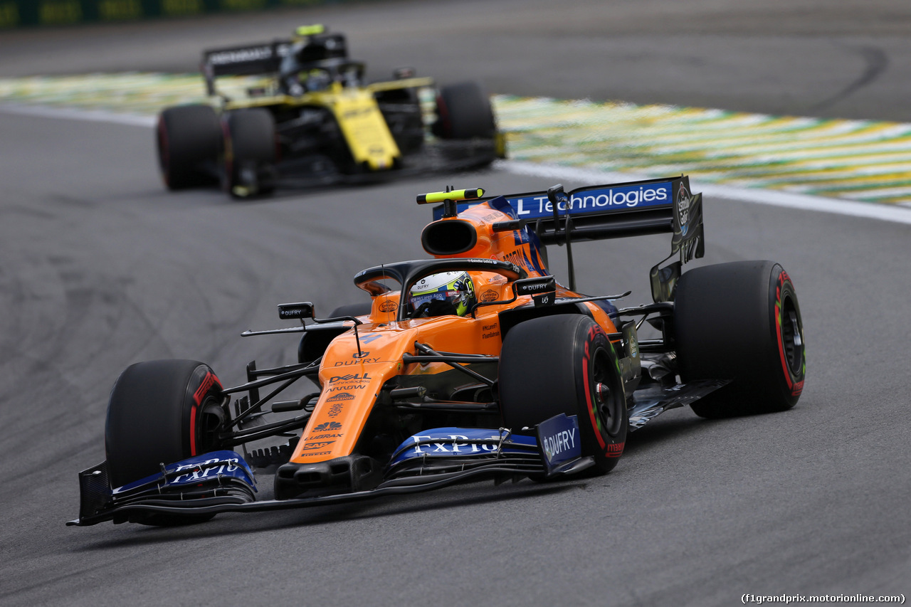 GP BRASILE, 16.11.2019 - Qualifiche, Lando Norris (GBR) Mclaren F1 Team MCL34 e Nico Hulkenberg (GER) Renault Sport F1 Team RS19