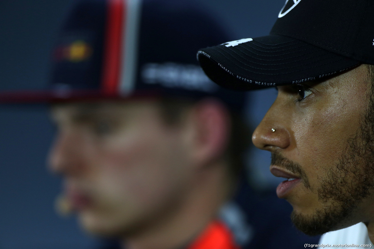 GP BRASILE, 16.11.2019 - Qualifiche, Conferenza Stampa, Lewis Hamilton (GBR) Mercedes AMG F1 W10 e Max Verstappen (NED) Red Bull Racing RB15