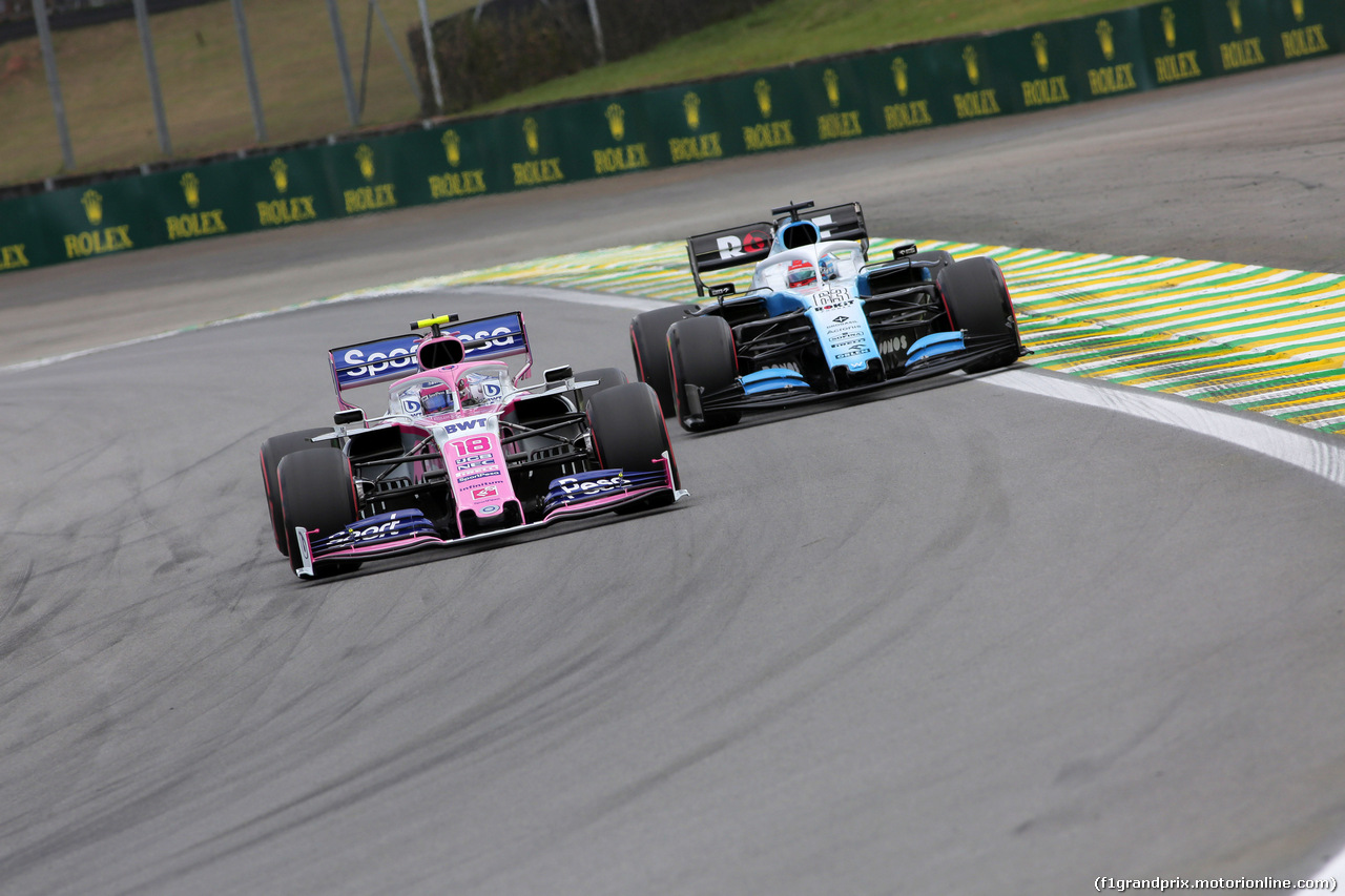 GP BRASILE, 16.11.2019 - Qualifiche, Lance Stroll (CDN) Racing Point F1 Team RP19 e Robert Kubica (POL) Williams Racing FW42