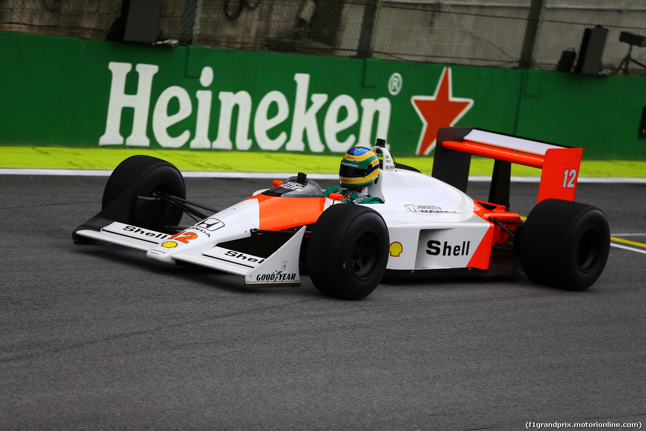 GP BRASILE, 14.11.2019 - Bruno Senna (BRA) in the 1988 McLaren MP4/4 raced by Ayrton Senna.