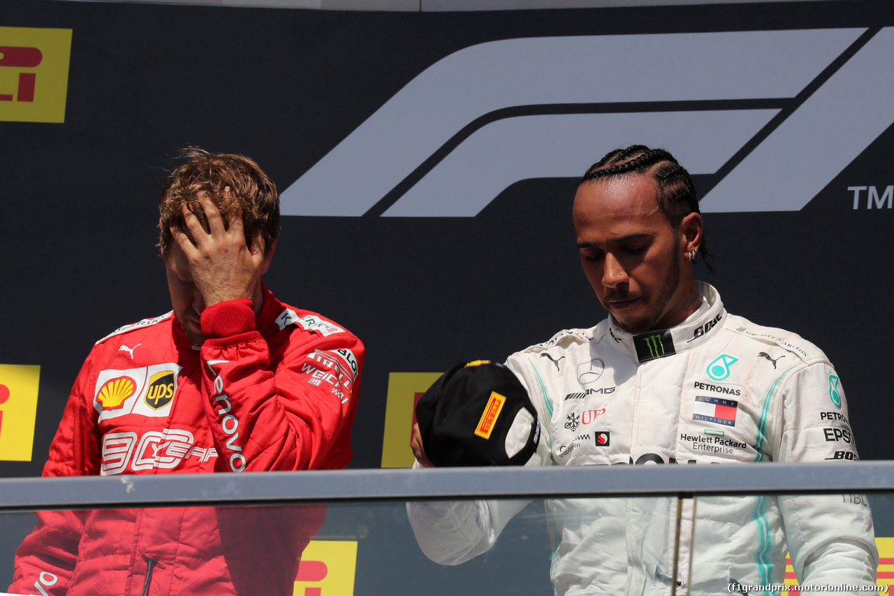 GP CANADA, 09.06.2019 - Gara, 2nd place Sebastian Vettel (GER) Ferrari SF90 e Lewis Hamilton (GBR) Mercedes AMG F1 W10 vincitore