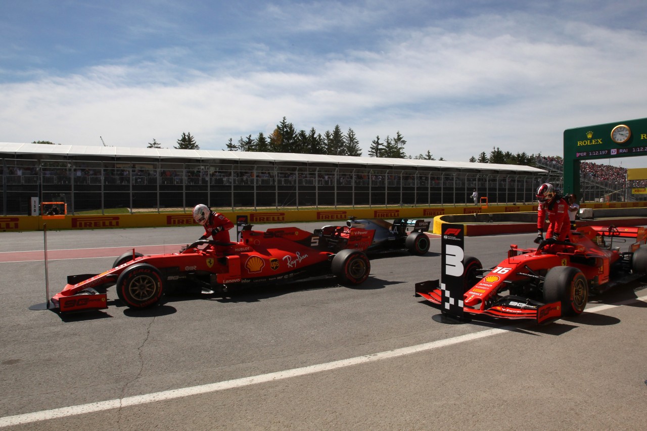GP CANADA, 08.06.2019 - Qualifiche, Sebastian Vettel (GER) Ferrari SF90 pole position e 3rd place Charles Leclerc (MON) Ferrari SF90
