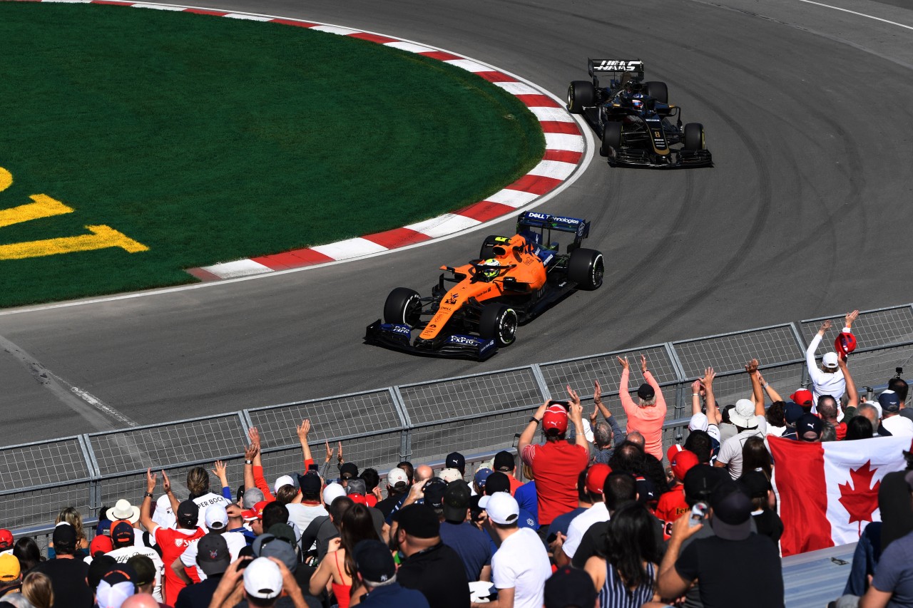 GP CANADA, 07.06.2019 - Prove Libere 1, Lando Norris (GBR) Mclaren F1 Team MCL34 e Romain Grosjean (FRA) Haas F1 Team VF-19