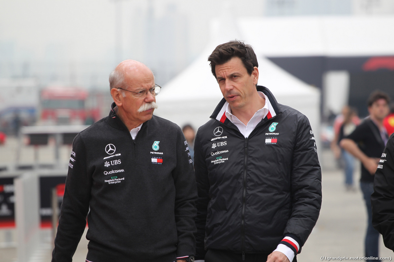 GP CINA, 14.04.2019- Toto Wolff (AUT) Sporting Director Mercedes-Benz e Dieter Zetsche (GER) Daimler-Mercedes Group CEO