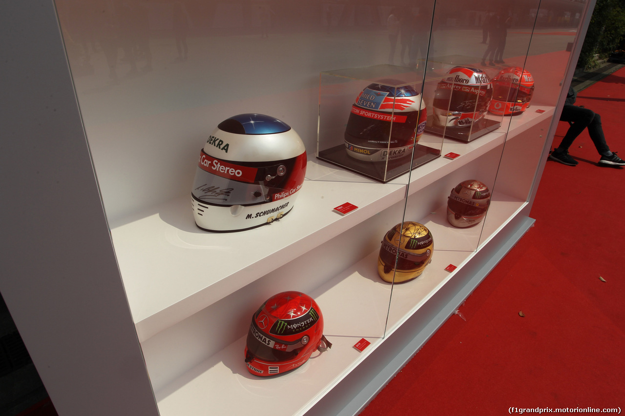 GP CINA, 12.04.2019- Exposition of Ayrton Senna e Michael Schumacher Helmets