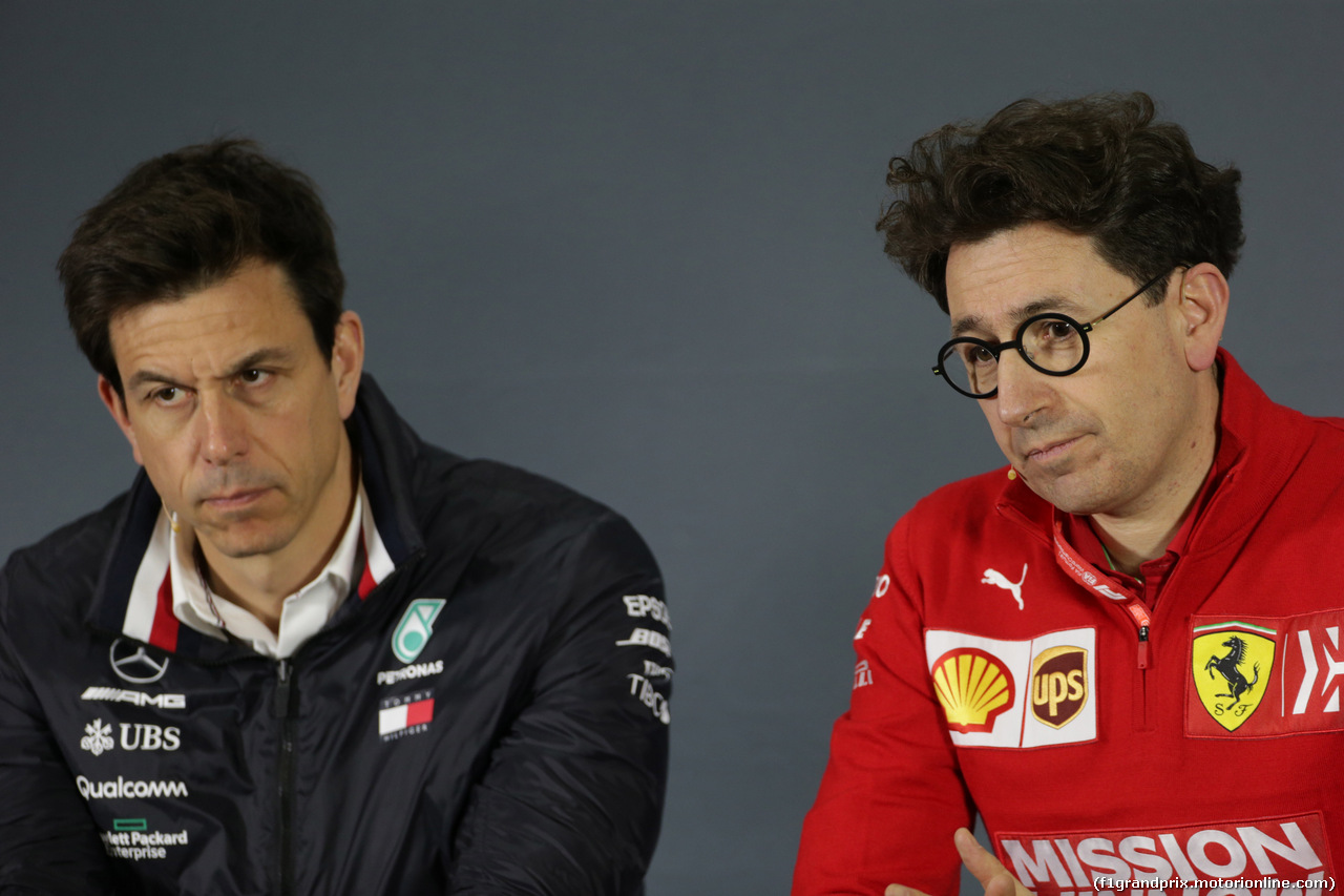 GP CINA, 12.04.2019- Venerdi' Official Fia press conference, Toto Wolff (AUT) Sporting Director Mercedes-Benz e Mattia Binotto (ITA) Ferrari Team Principal