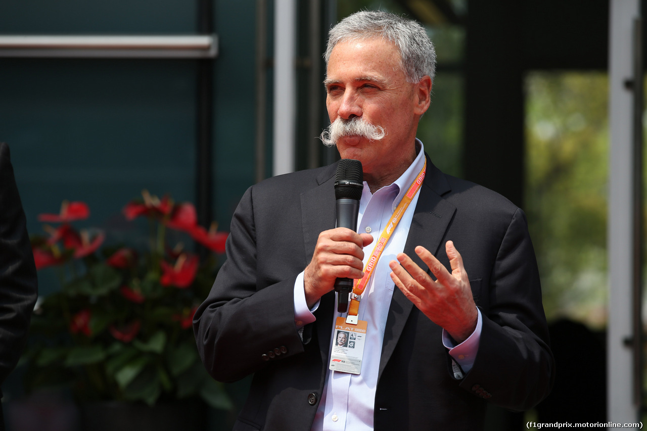 GP CINA, 12.04.2019- Unveling of the official 1000th Grand Prix Coin, Chase Carey (US), Liberty Media