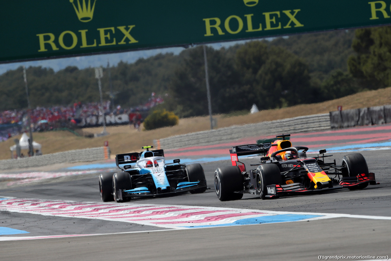 GP FRANCIA, 23.06.2019 - Gara, George Russell (GBR) Williams Racing FW42 e Max Verstappen (NED) Red Bull Racing RB15