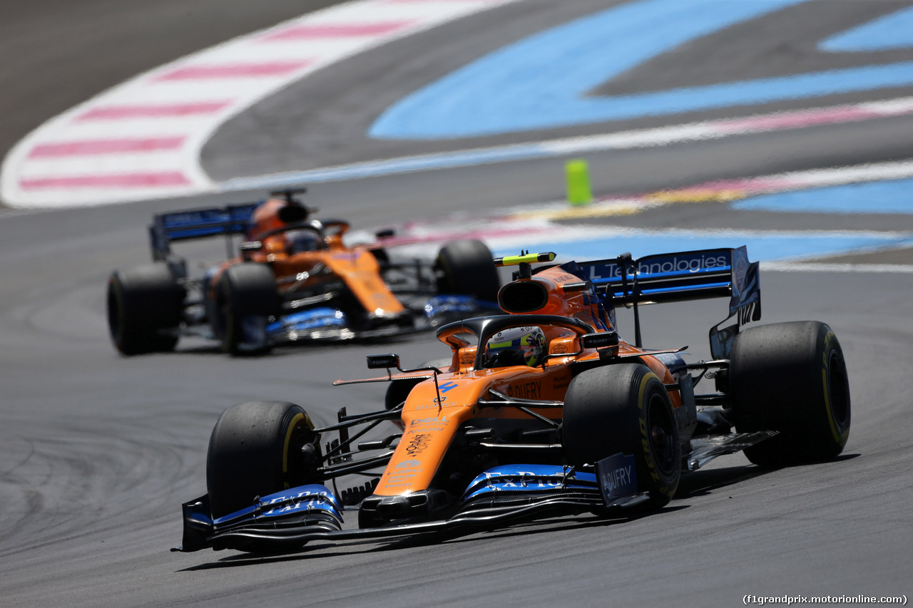 GP FRANCIA, 23.06.2019 - Gara, Lando Norris (GBR) Mclaren F1 Team MCL34 davanti a Carlos Sainz Jr (ESP) Mclaren F1 Team MCL34