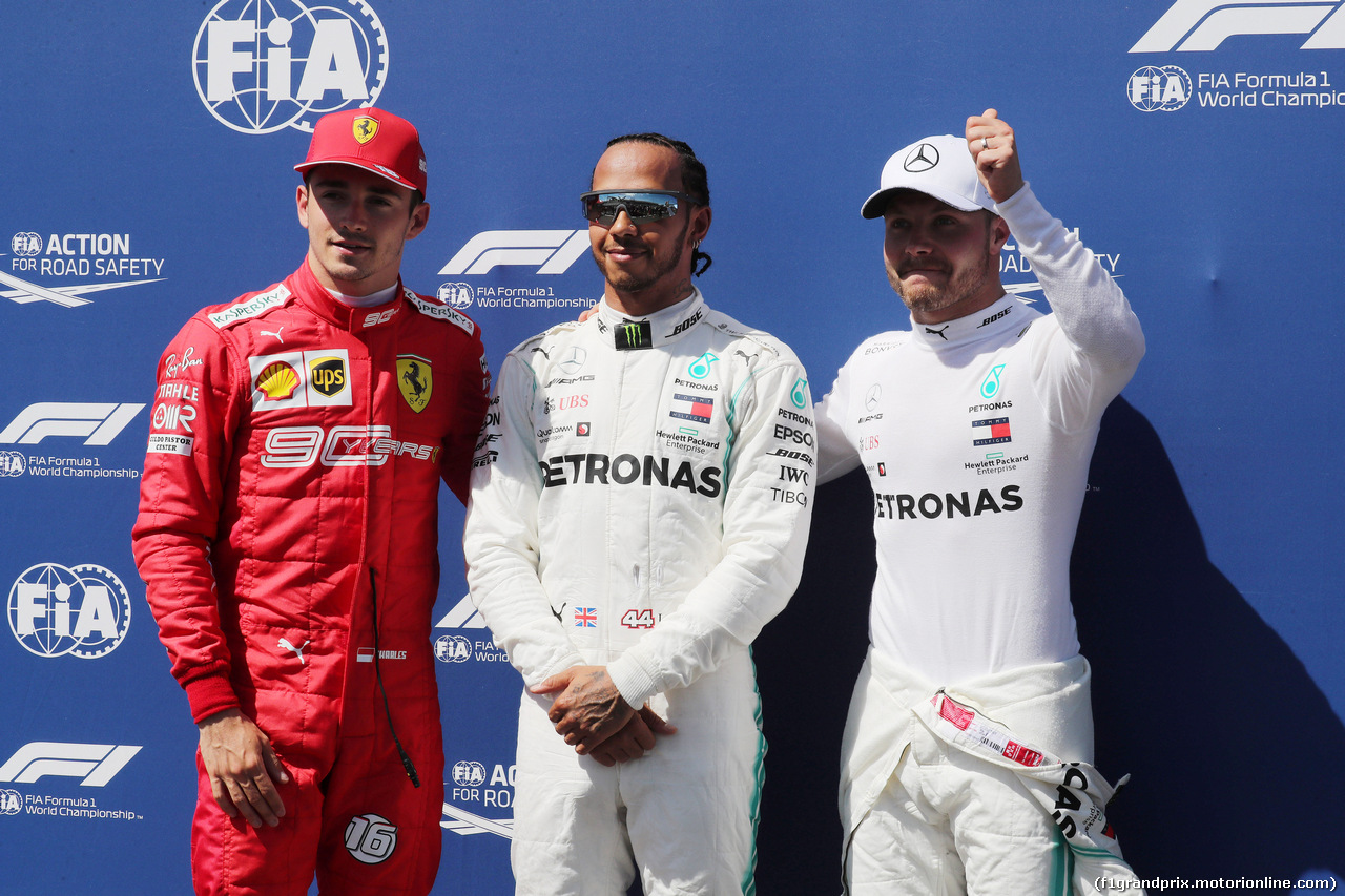 GP FRANCIA, 22.06.2019 - Qualifiche, 3rd place Charles Leclerc (MON) Ferrari SF90, Lewis Hamilton (GBR) Mercedes AMG F1 W10 pole position e 2nd place Valtteri Bottas (FIN) Mercedes AMG F1 W010