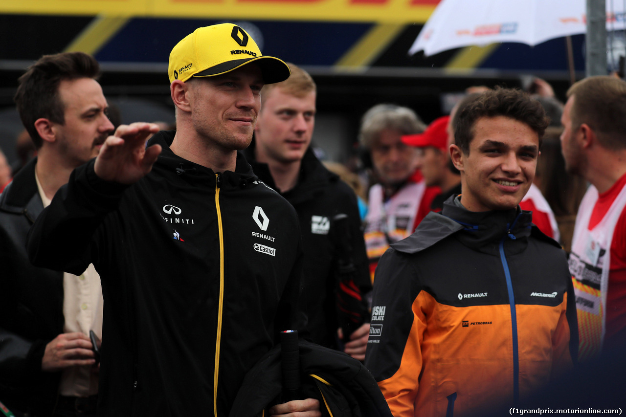 GP GERMANIA, 28.07.2019 - Nico Hulkenberg (GER) Renault Sport F1 Team RS19 e Lando Norris (GBR) Mclaren F1 Team MCL34