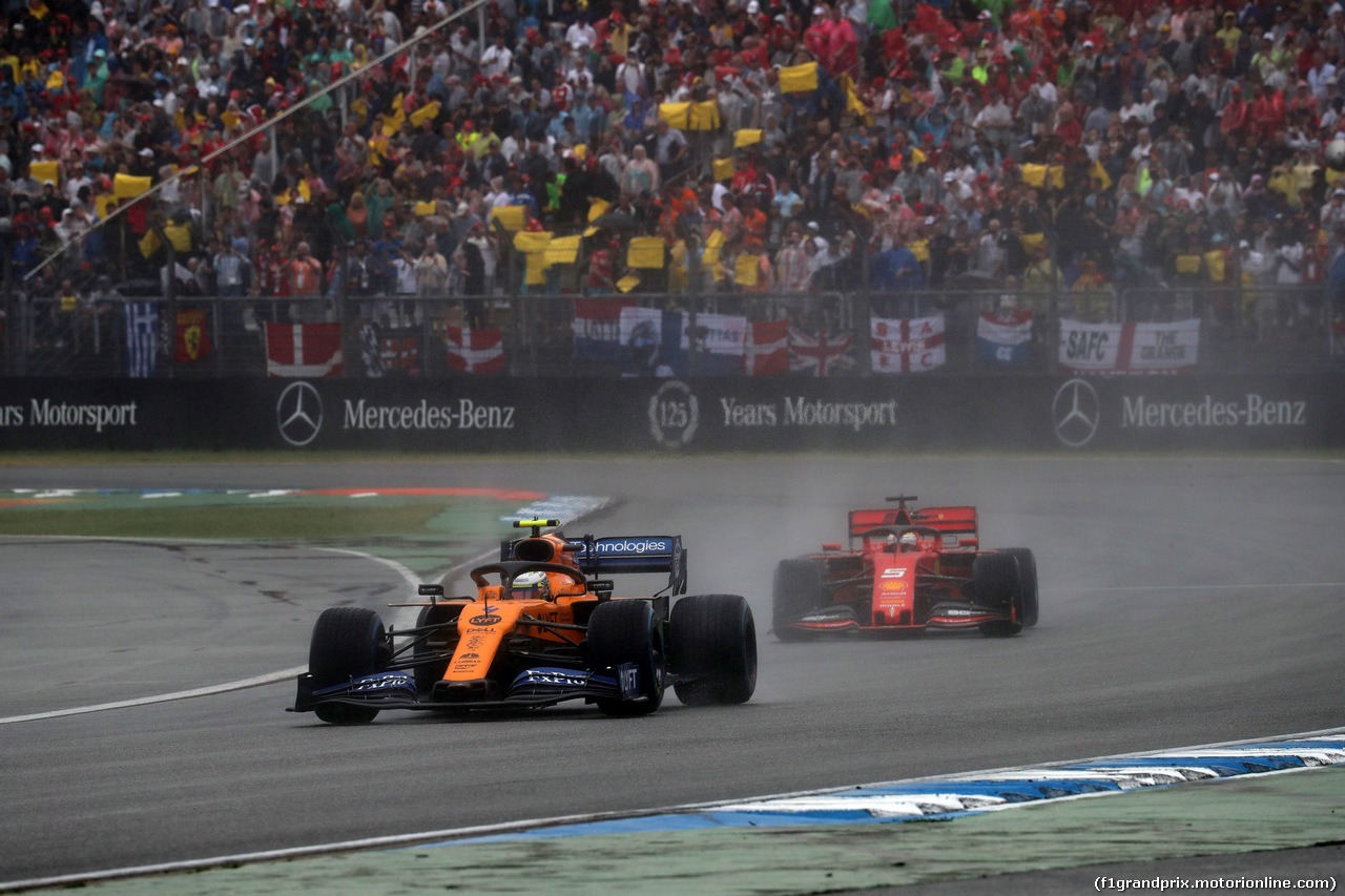 GP GERMANIA, 28.07.2019 - Gara, Lando Norris (GBR) Mclaren F1 Team MCL34 e Sebastian Vettel (GER) Ferrari SF90