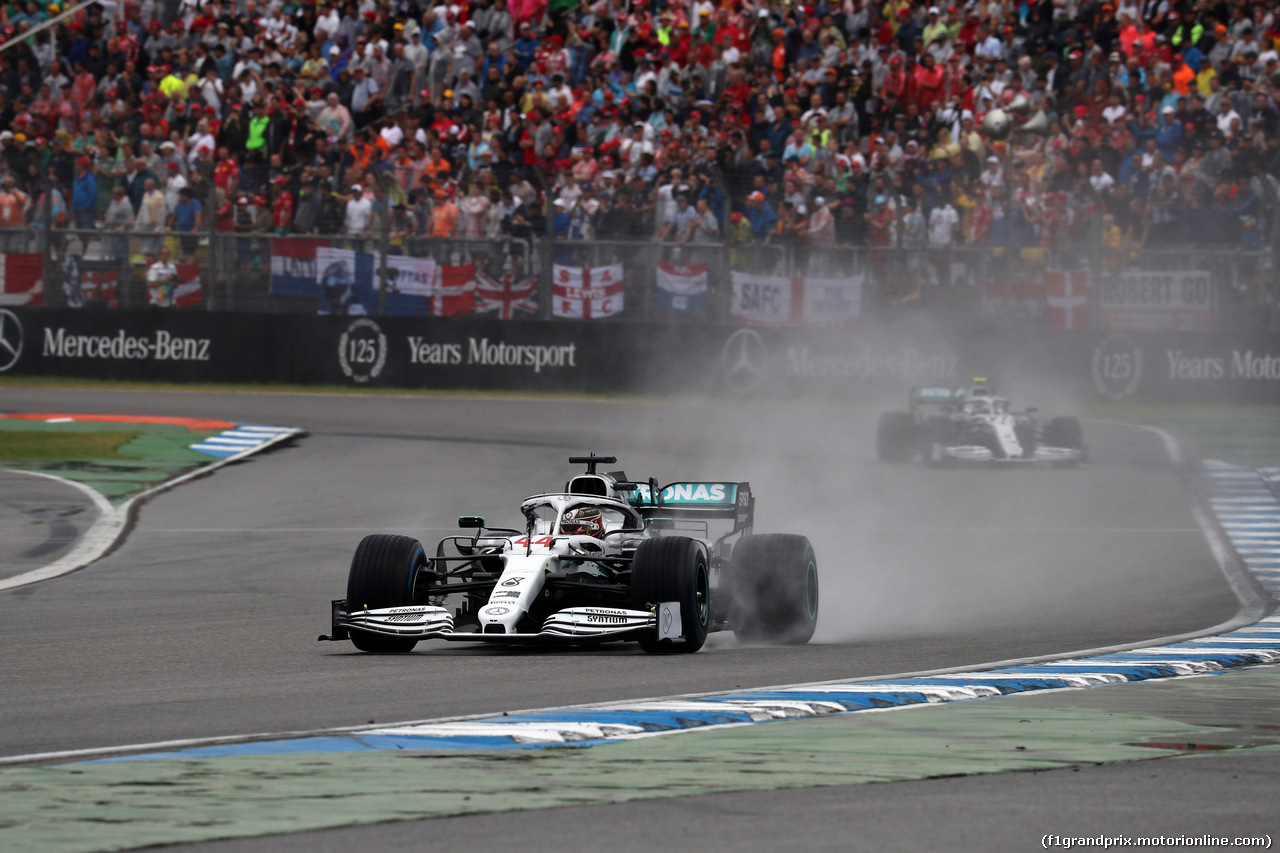 GP GERMANIA, 28.07.2019 - Gara, Lewis Hamilton (GBR) Mercedes AMG F1 W10 e Valtteri Bottas (FIN) Mercedes AMG F1 W010