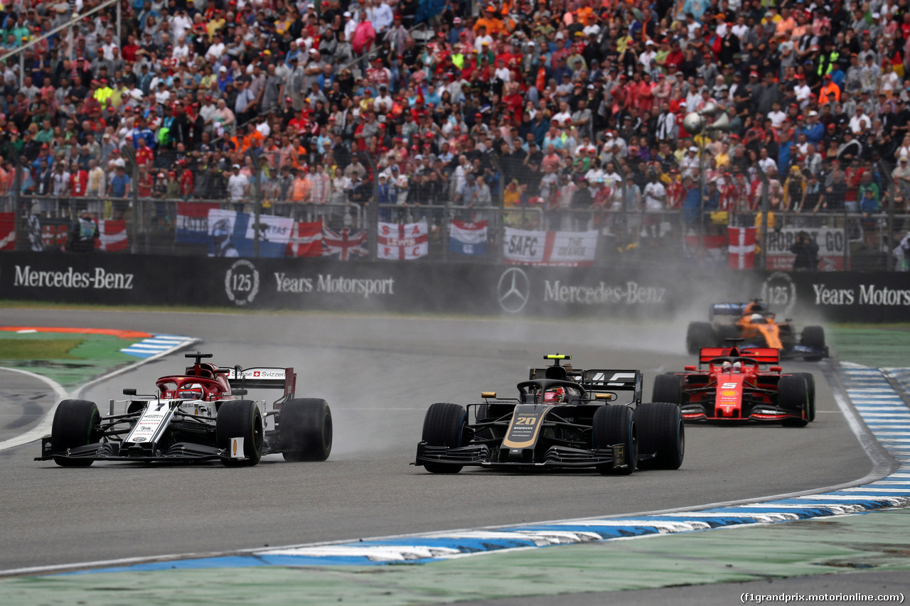 GP GERMANIA, 28.07.2019 - Gara, Kimi Raikkonen (FIN) Alfa Romeo Racing C38 e Kevin Magnussen (DEN) Haas F1 Team VF-19