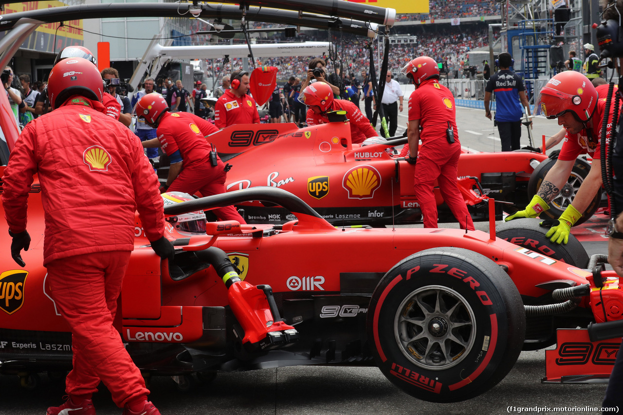 GP GERMANIA, 27.07.2019 - Prove Libere 3, Sebastian Vettel (GER) Ferrari SF90 e Charles Leclerc (MON) Ferrari SF90