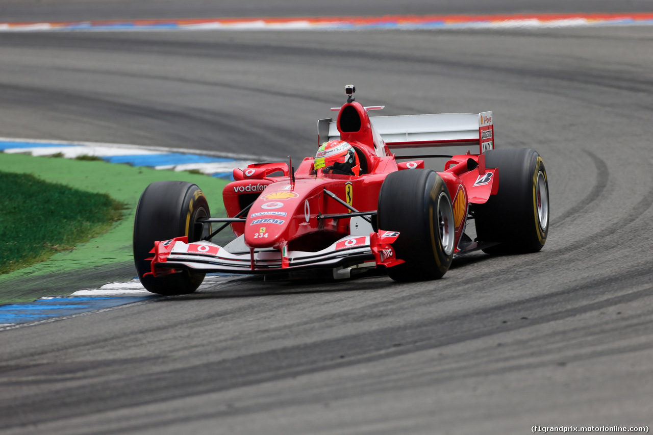 GP GERMANIA, 27.07.2019 - Mick Schumacher (GER) Ferrari Test Driver in the Ferrari F2003-GA driven by his father Michael Schumacher waves to the fans