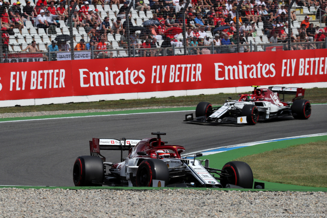 GP GERMANIA, 27.07.2019 - Qualifiche, Kimi Raikkonen (FIN) Alfa Romeo Racing C38 e Antonio Giovinazzi (ITA) Alfa Romeo Racing C38