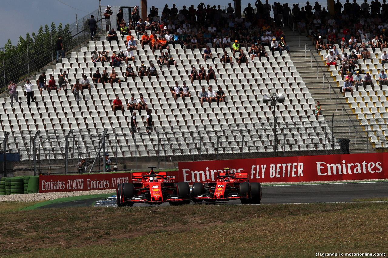 GP GERMANIA, 27.07.2019 - Qualifiche, Sebastian Vettel (GER) Ferrari SF90 e Charles Leclerc (MON) Ferrari SF90