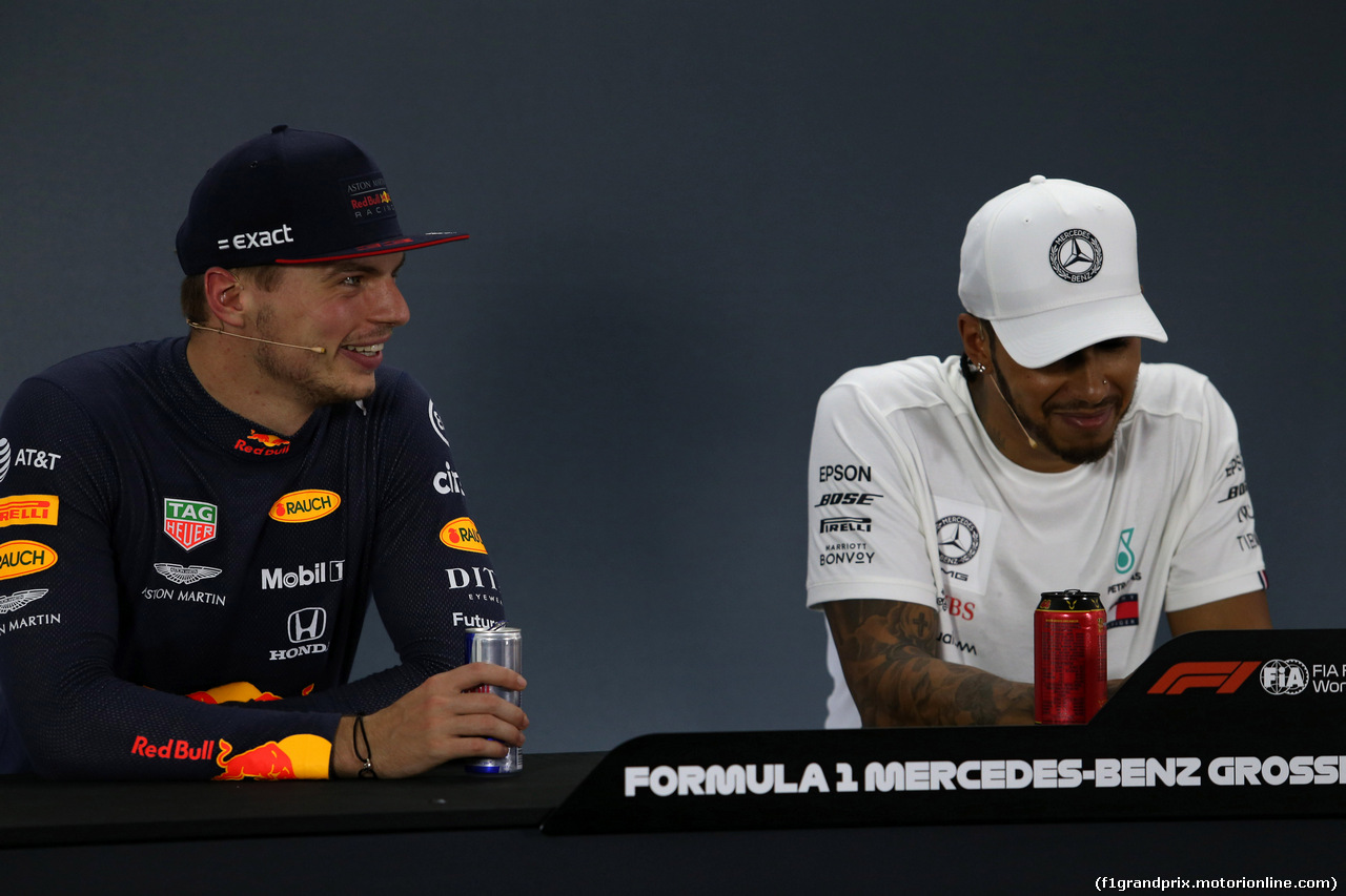 GP GERMANIA, 27.07.2019 - Qualifiche, Conferenza Stampa, Max Verstappen (NED) Red Bull Racing RB15 e Lewis Hamilton (GBR) Mercedes AMG F1 W10