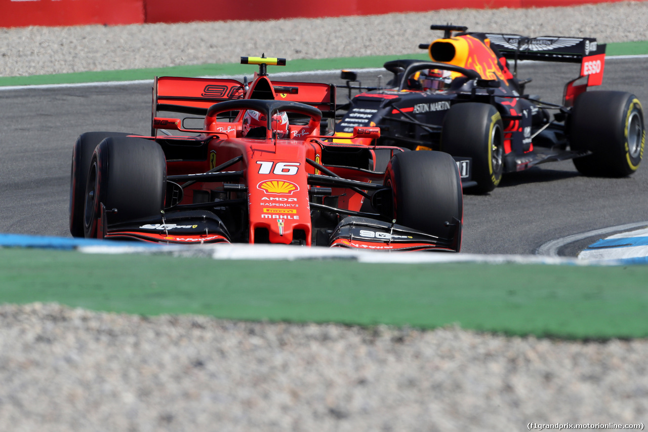 GP GERMANIA, 26.07.2019 - Prove Libere 1, Charles Leclerc (MON) Ferrari SF90 e Max Verstappen (NED) Red Bull Racing RB15